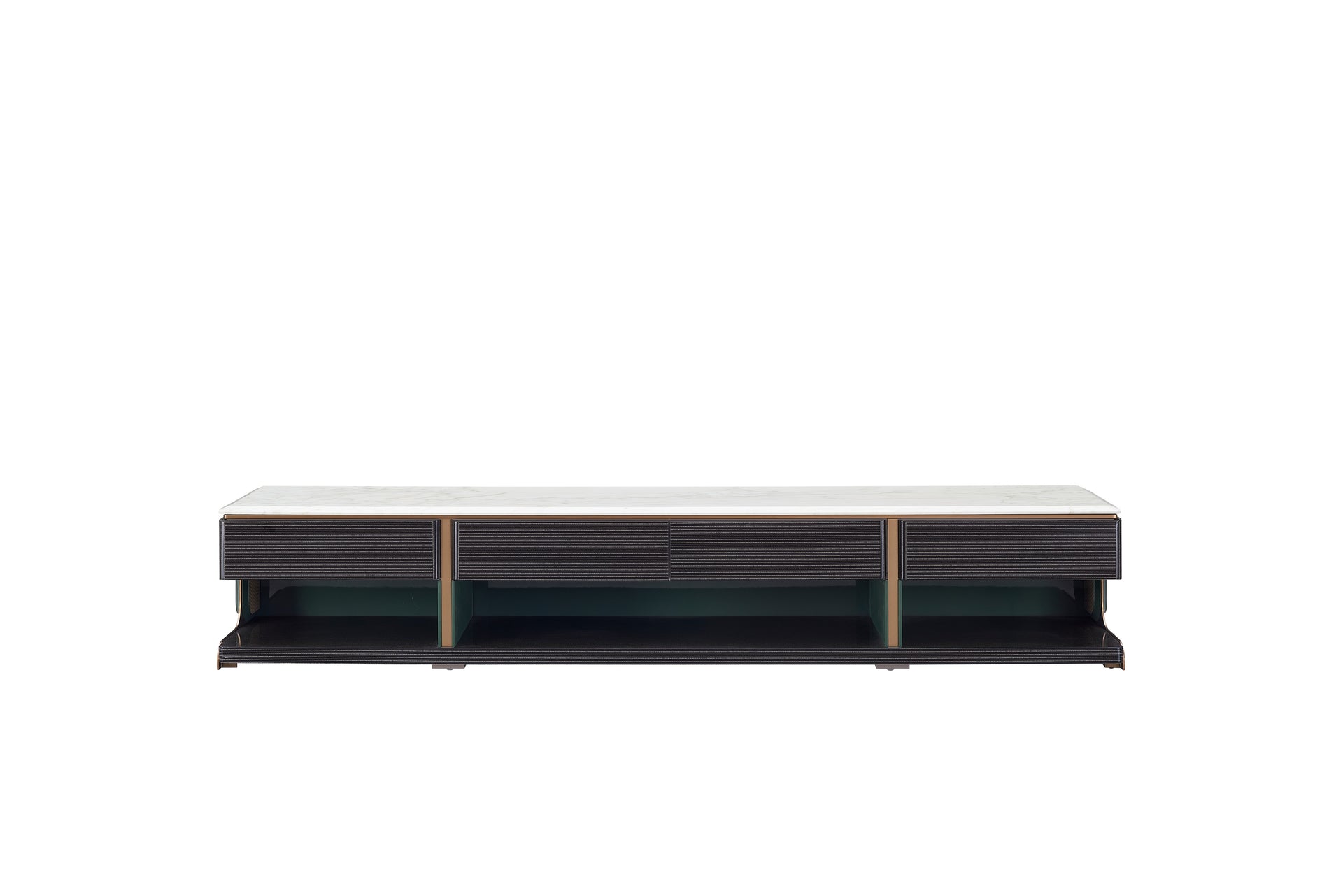 AK-008D TV Console – Luxury Marble-Top Cabinet with Open Storage Compartments