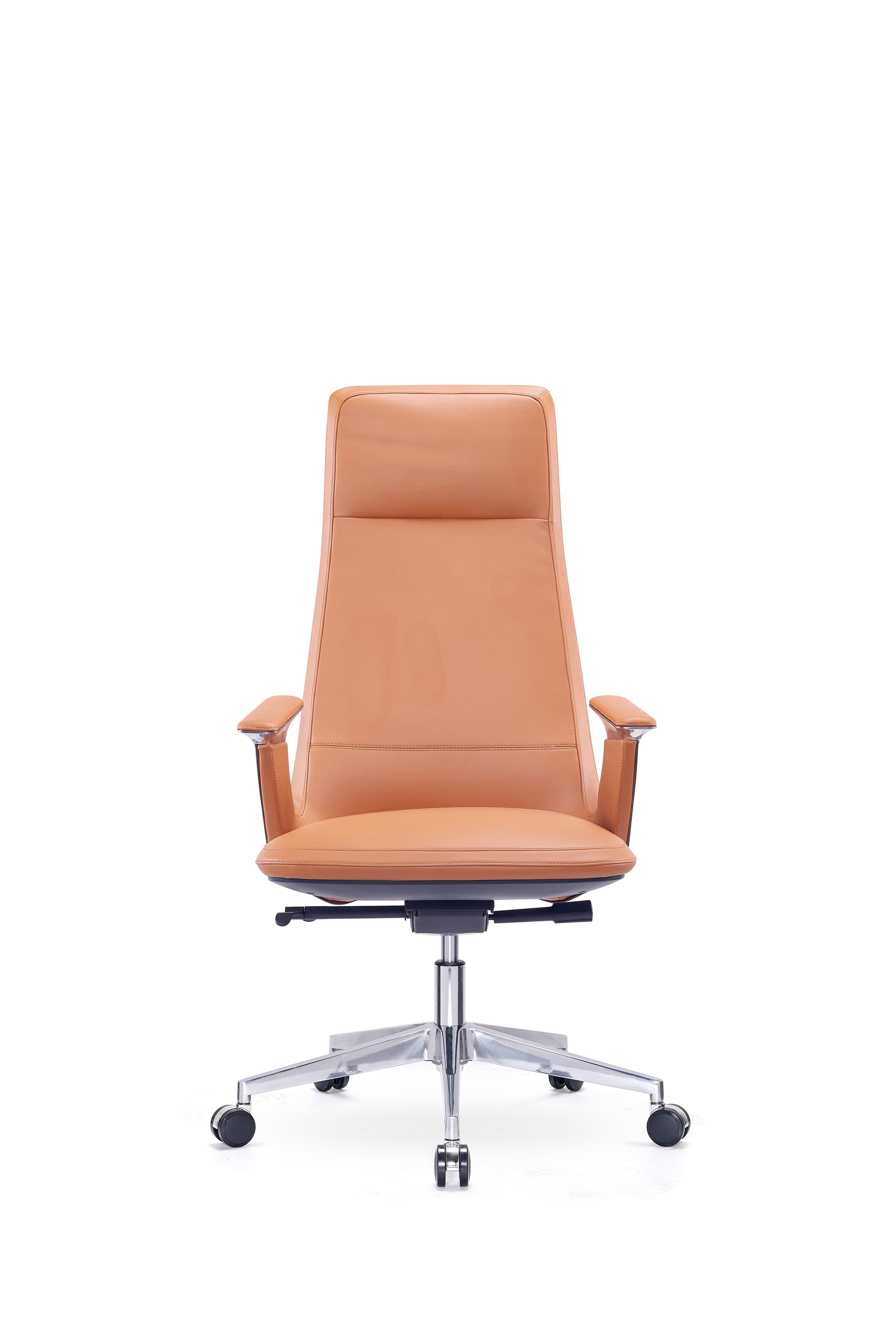 AK-013Y Executive Chair – High Back Camel Leather with Carbon-Effect Sides and Chrome Base