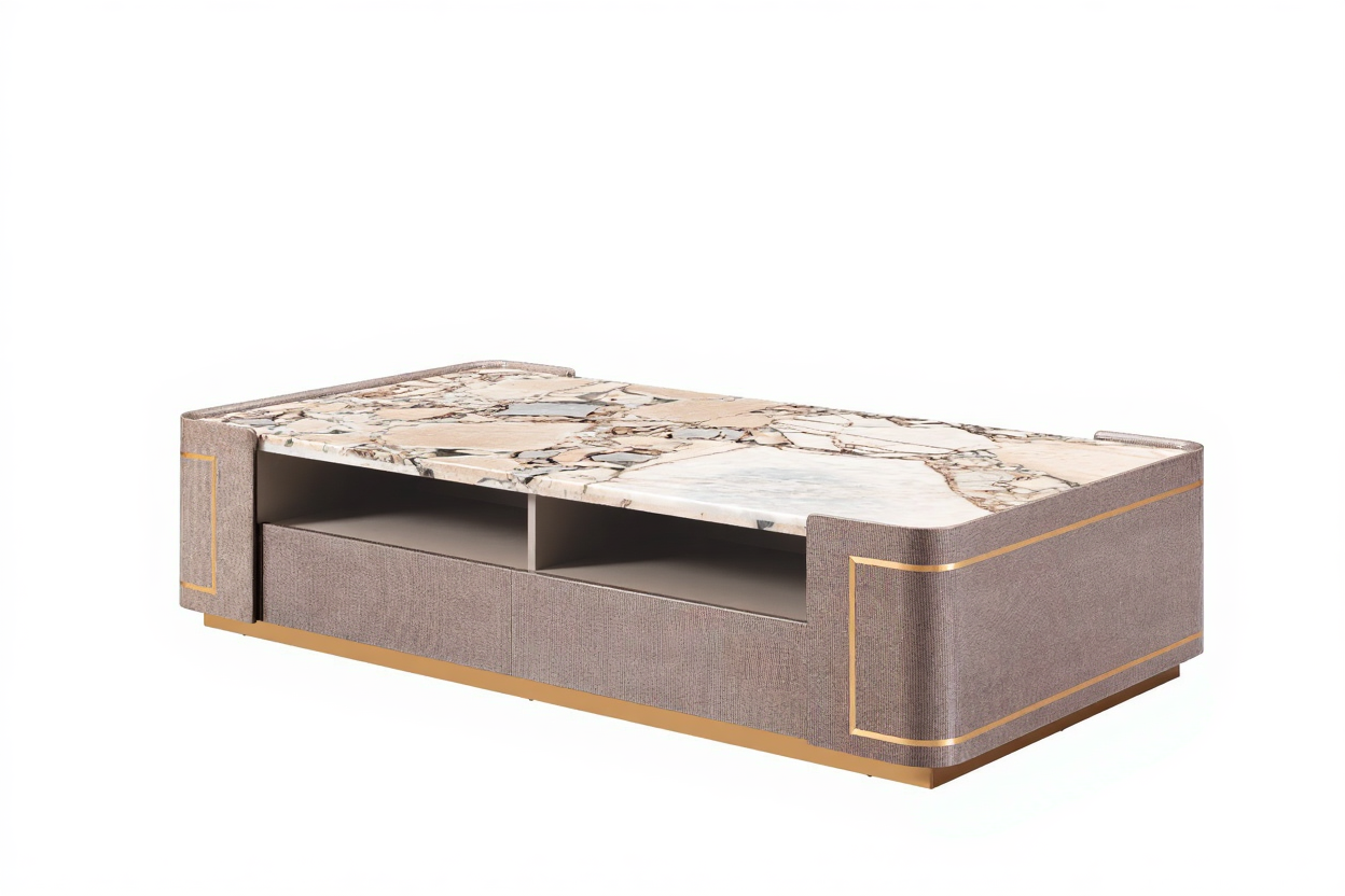 AK-015G-2 Premium White Marble Center Table