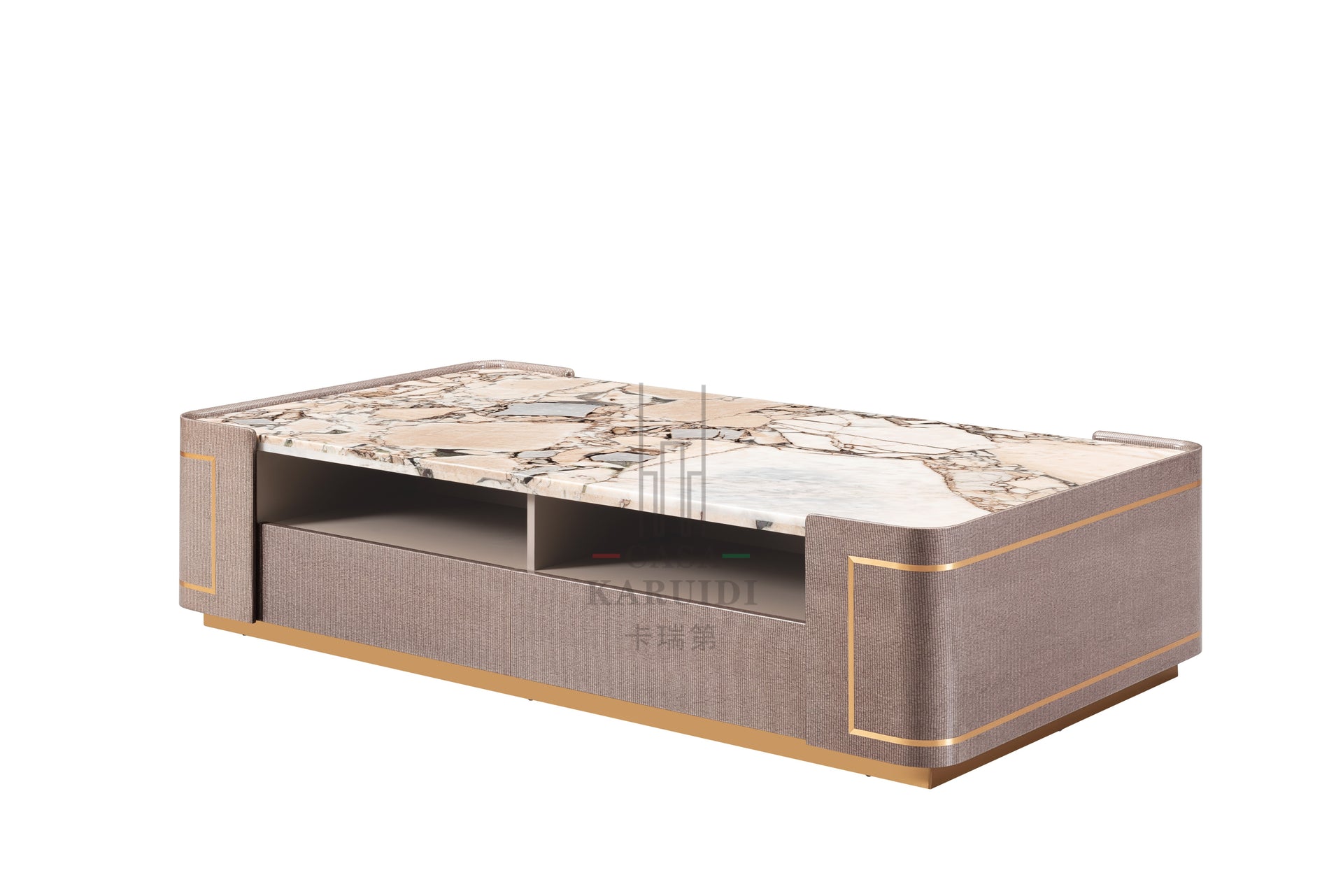 AK-015G-2 Premium White Marble Center Table
