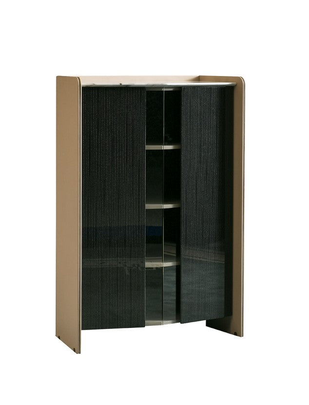 AK-020M – Curved Display Cabinet with Gloss Finish and Marble Top