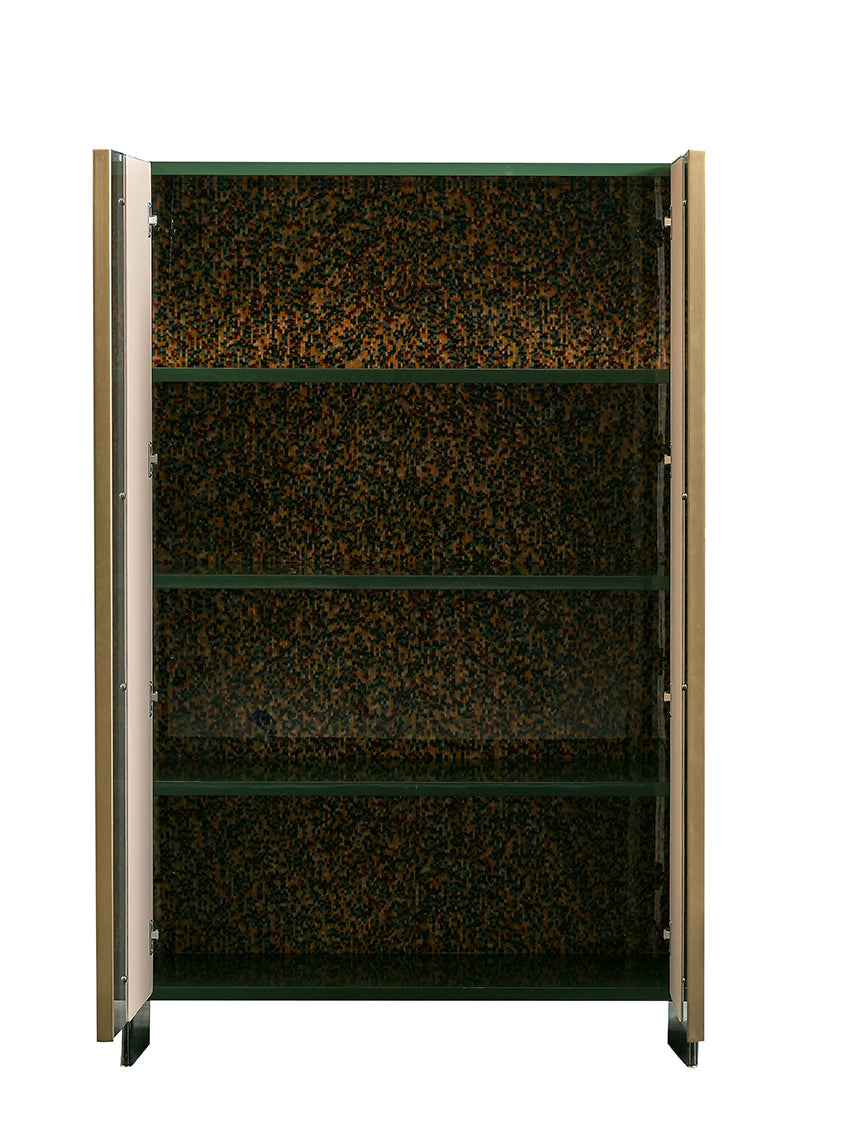 AK-021M – Vertical Display Cabinet with Gloss Lacquer and Textured Accents