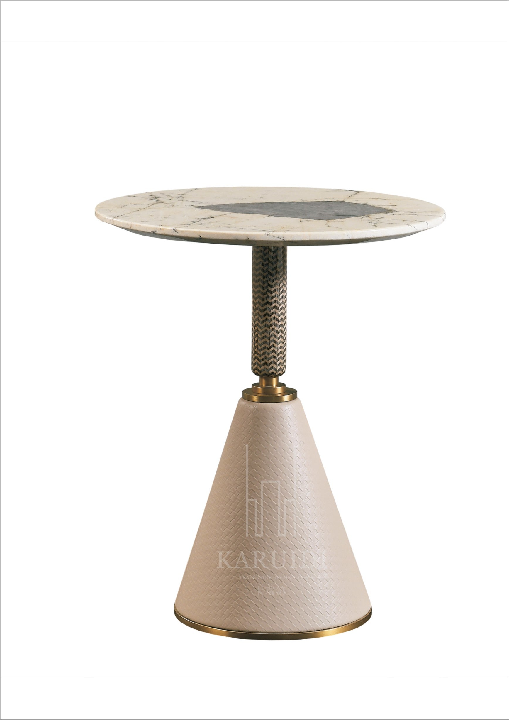 AK-025C Side Table – Sculptural Marble Accent Table with Textured Base
