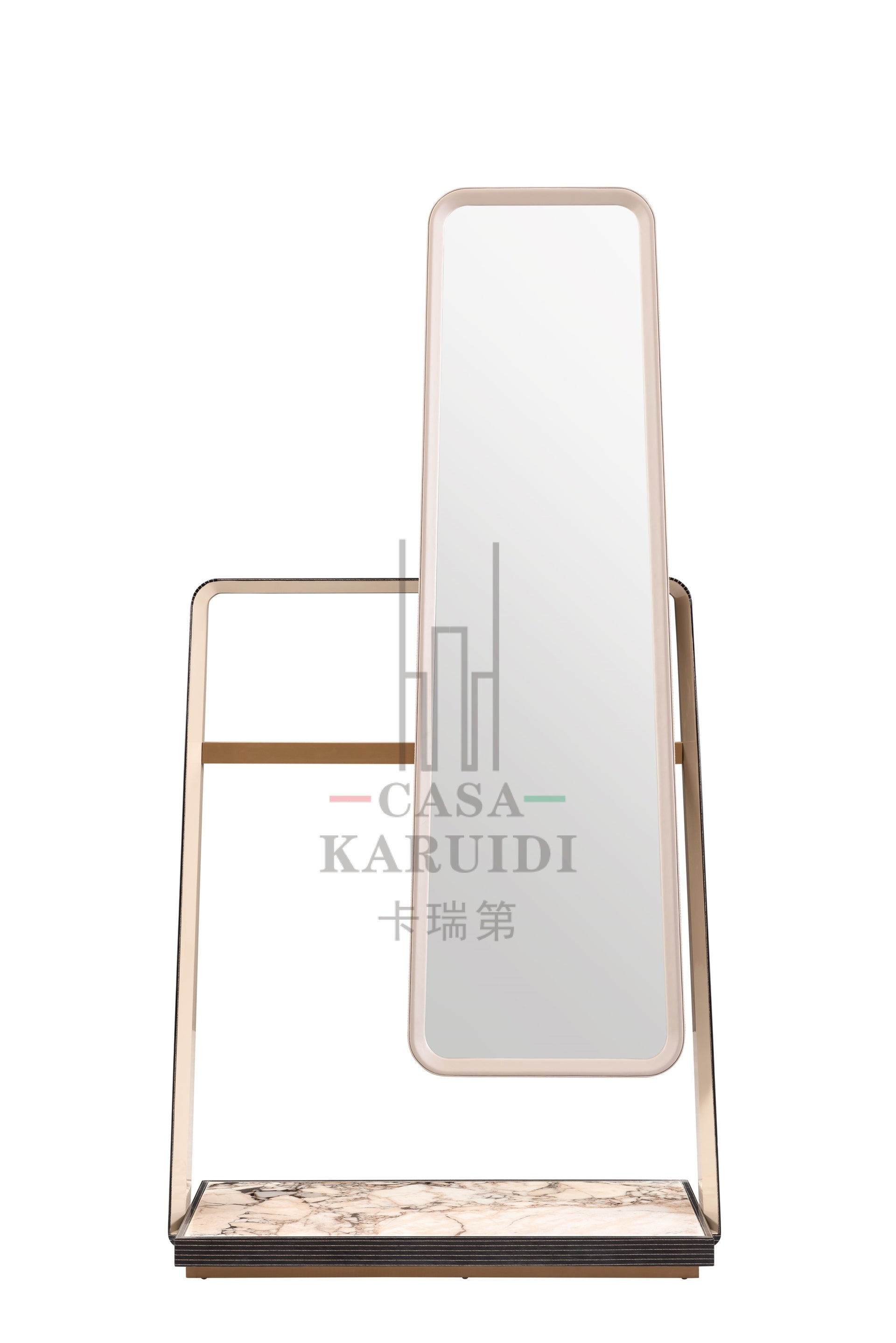 AK-035Z Dressing Mirror – Sculptural Form with Marble Base