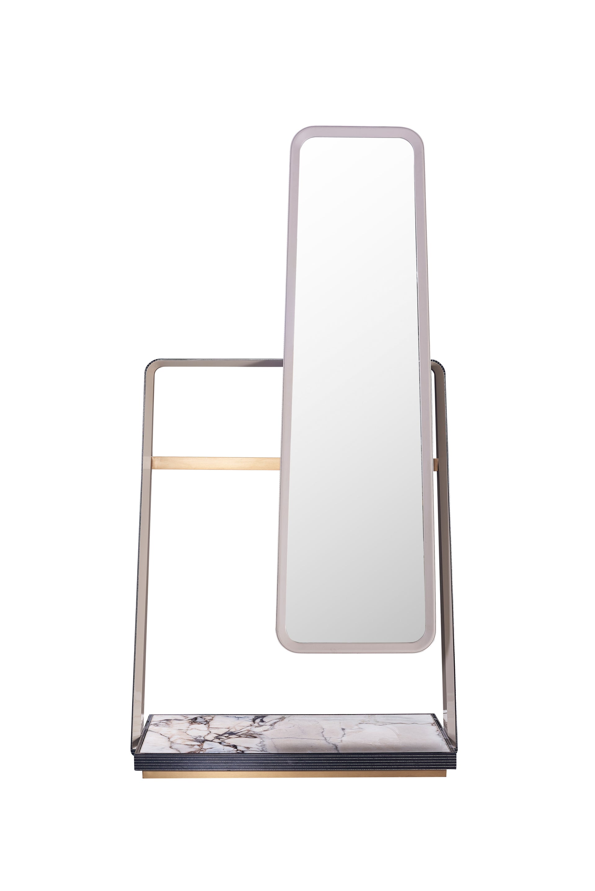 AK-035Z Dressing Mirror – Sculptural Form with Marble Base