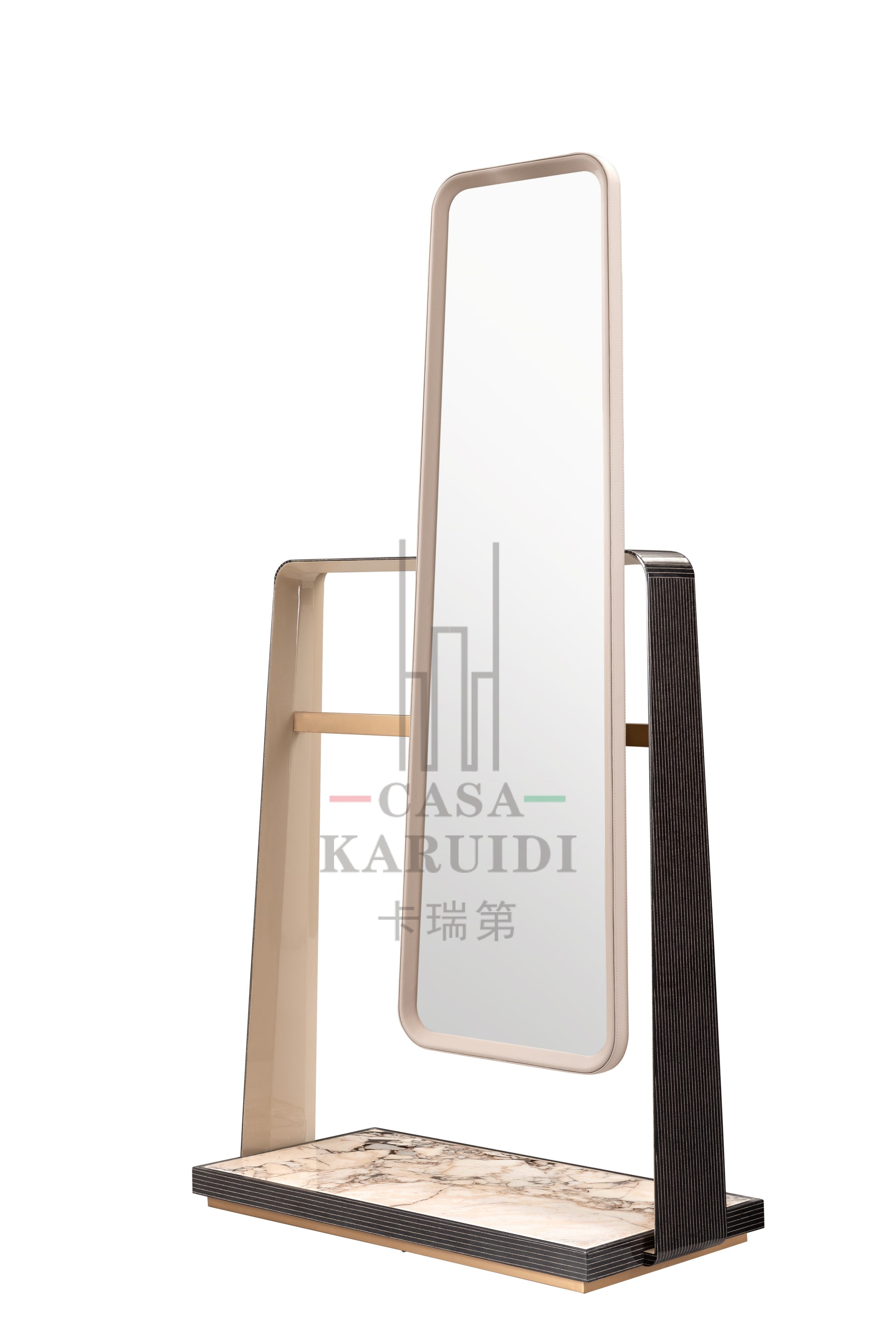 AK-035Z Dressing Mirror – Sculptural Form with Marble Base