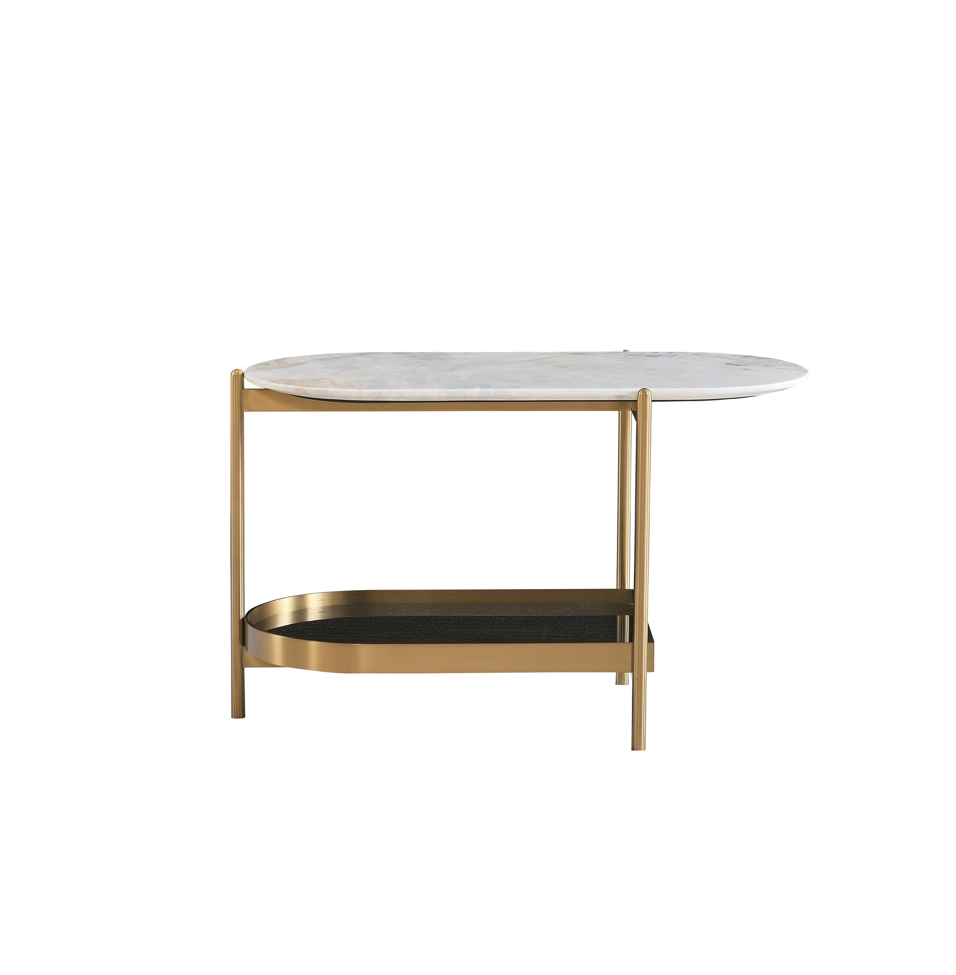 AK-045C Side Table – Sculpted Brass Frame with Marble Top
