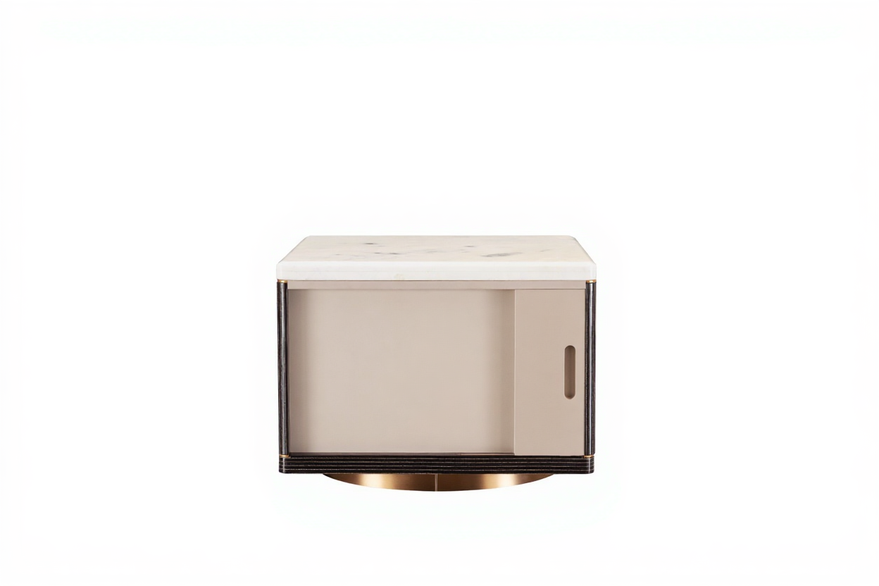 AK-055C – Marble Accent Table with Refined Storage