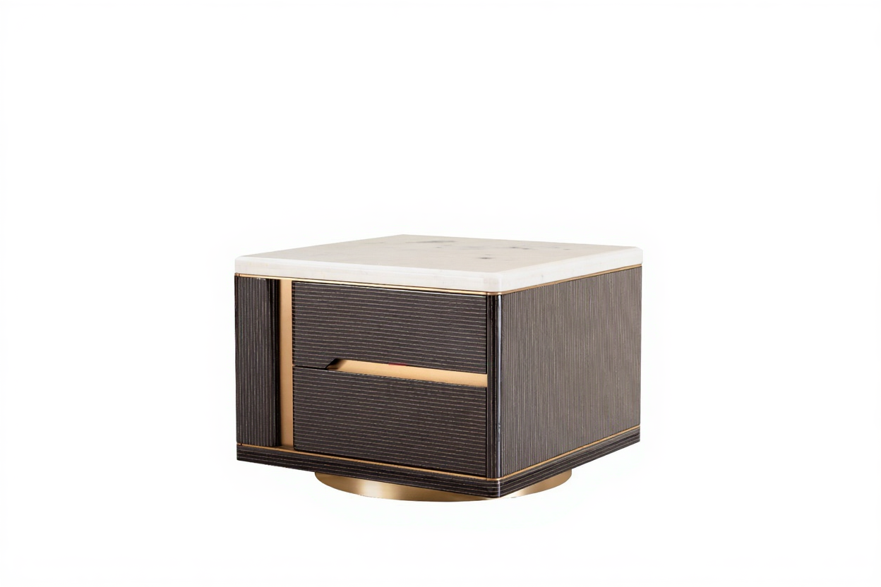 AK-055C – Marble Accent Table with Refined Storage