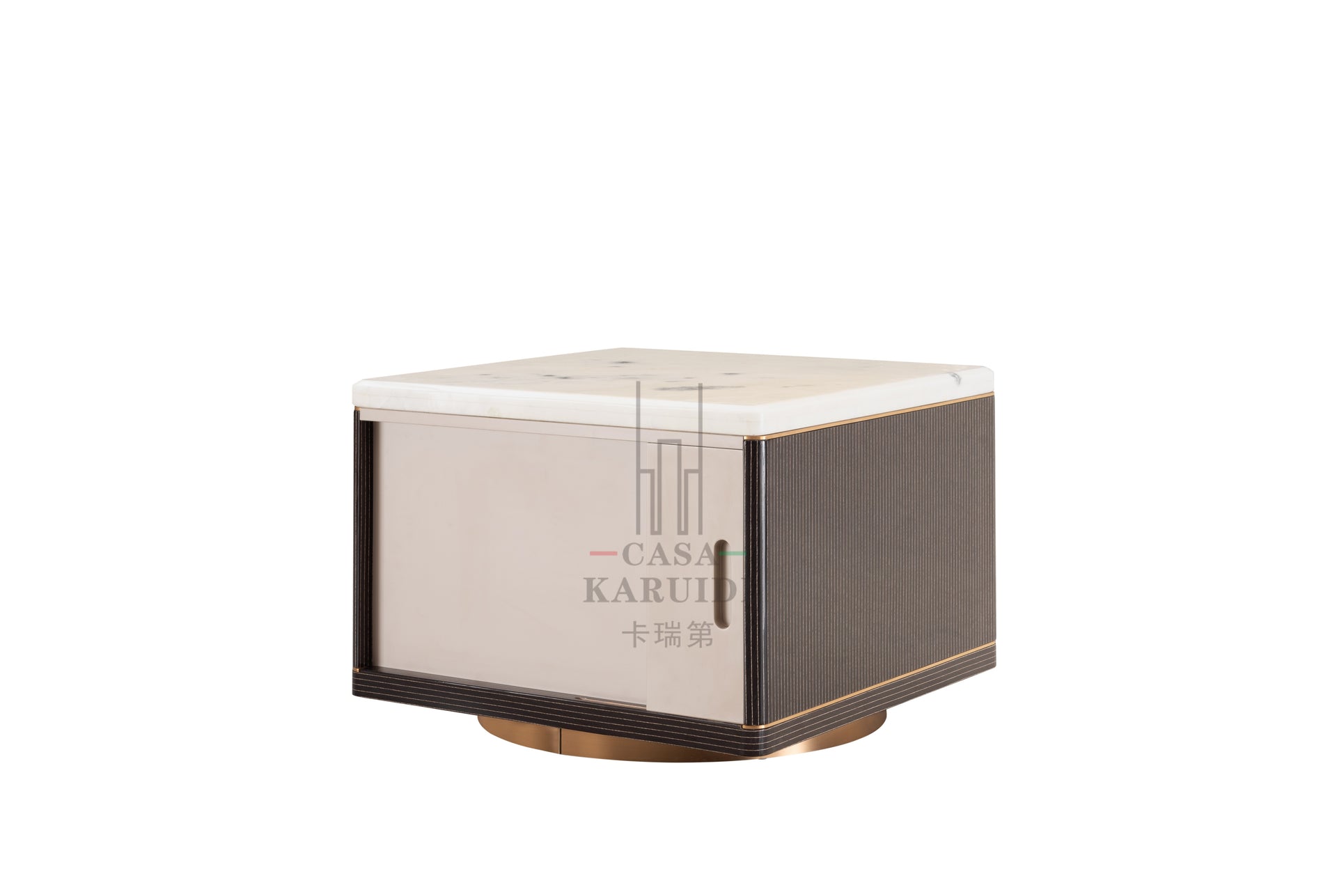 AK-055C – Marble Accent Table with Refined Storage