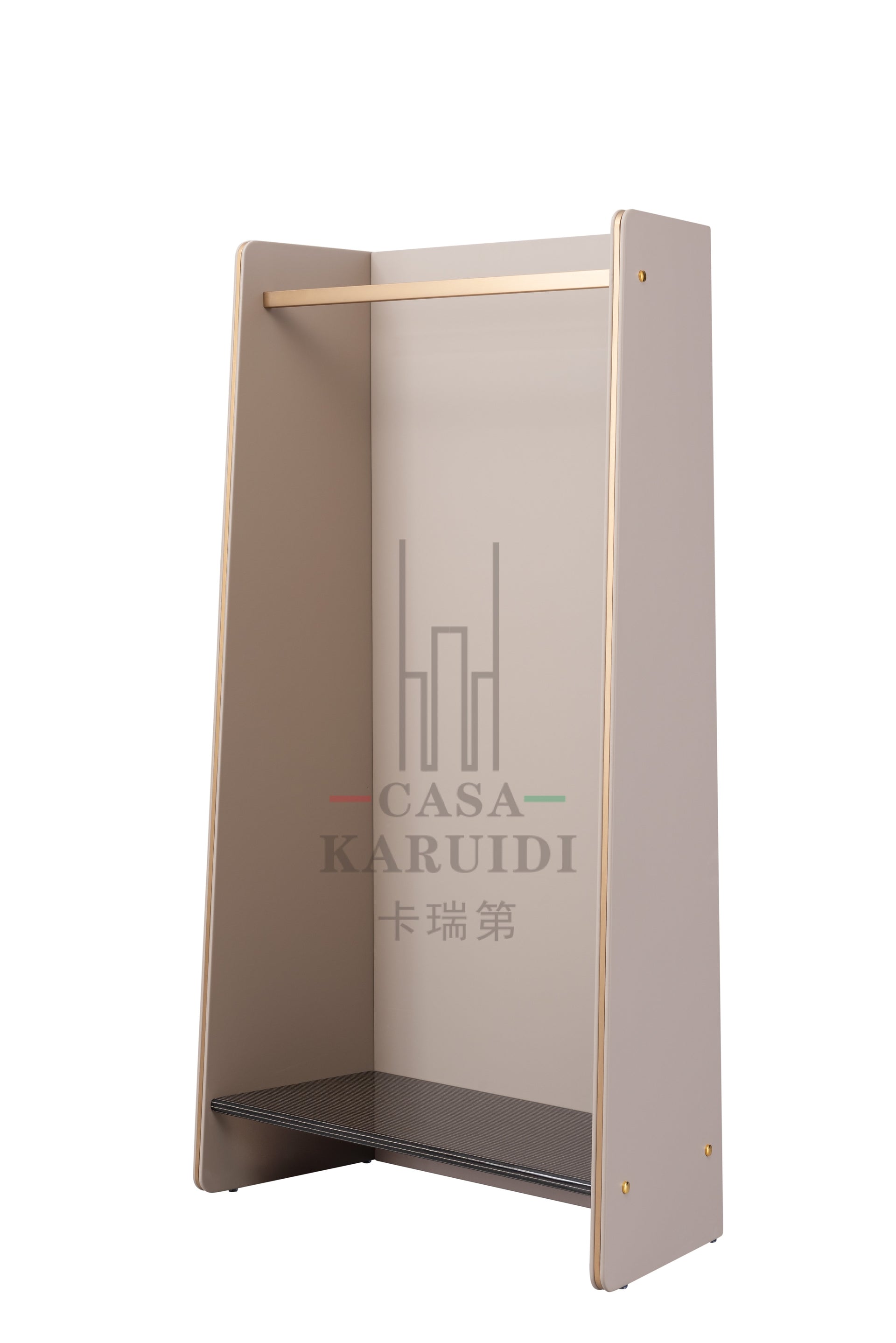 AK-066Z Garment Rack – Minimalist Open Wardrobe with Matte Finish and Gold Rail