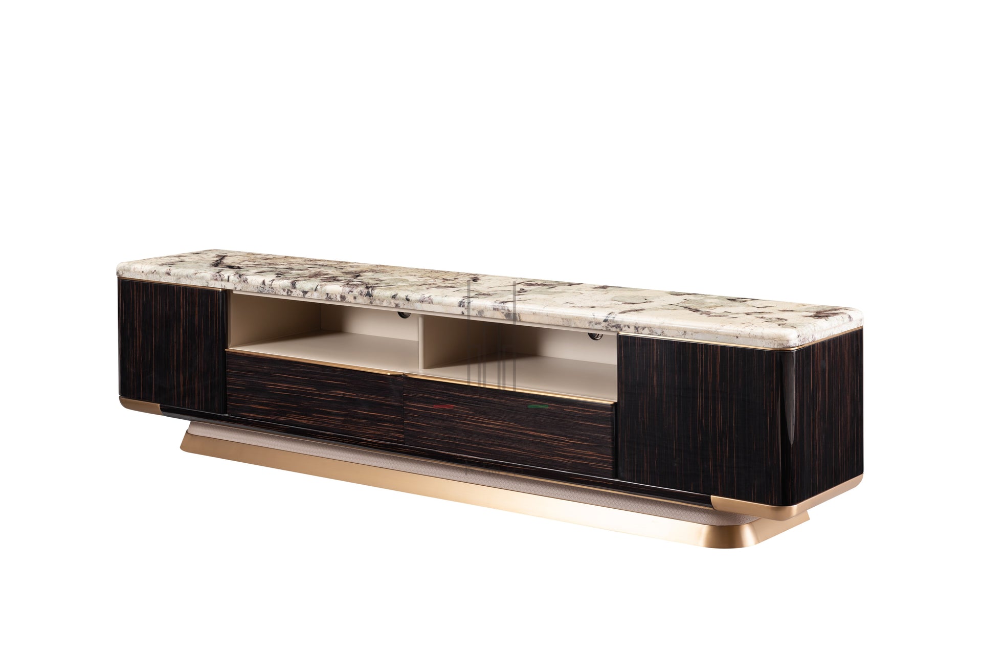 AK-088D1 TV Console with Blue-Gray Granite Top and Ebony Veneer Cabinet