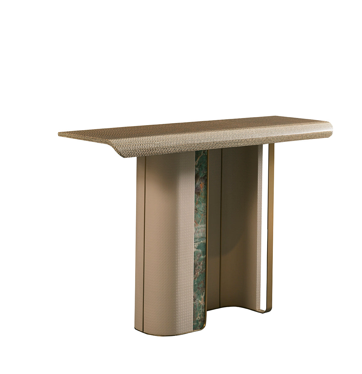 AK-022F Entryway Table – Sculptural Silhouette with Wave-Edge Top and Stone Accent