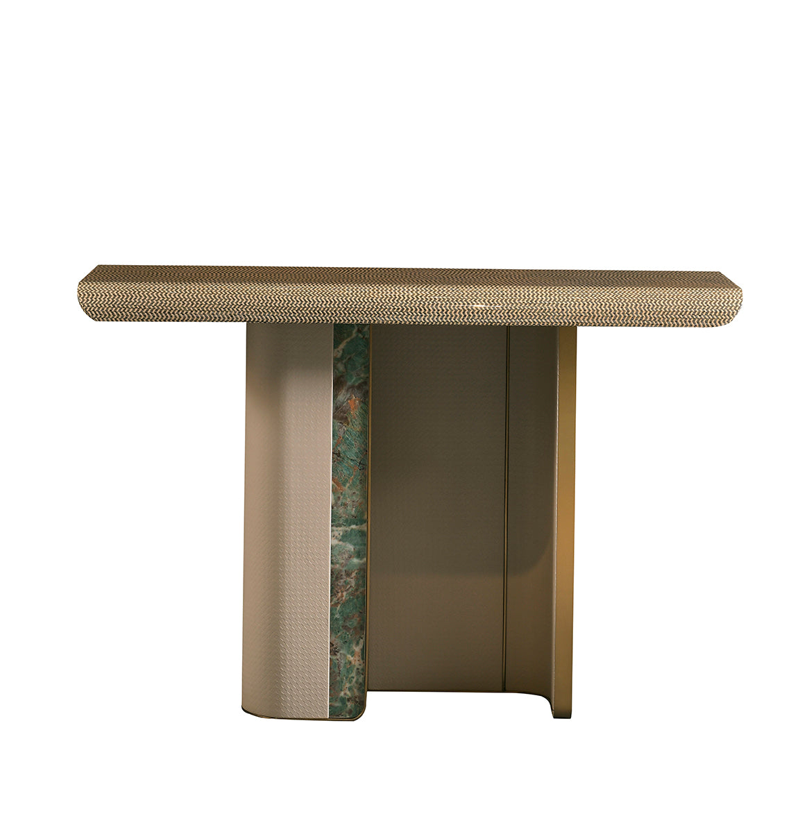 AK-022F Entryway Table – Sculptural Silhouette with Wave-Edge Top and Stone Accent