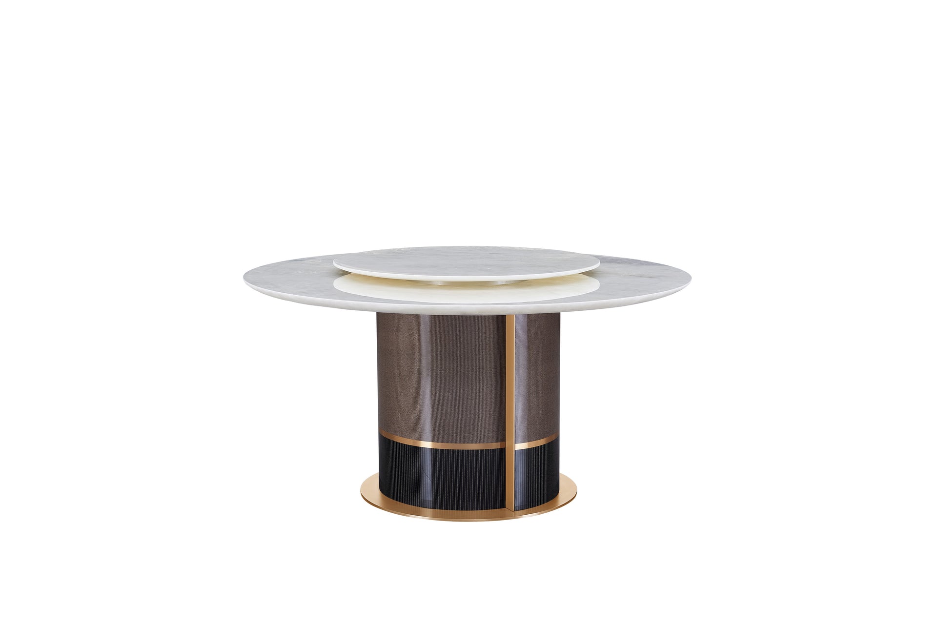 CK-01E Round White Marble Dining Table – Luxury Gold Base Design