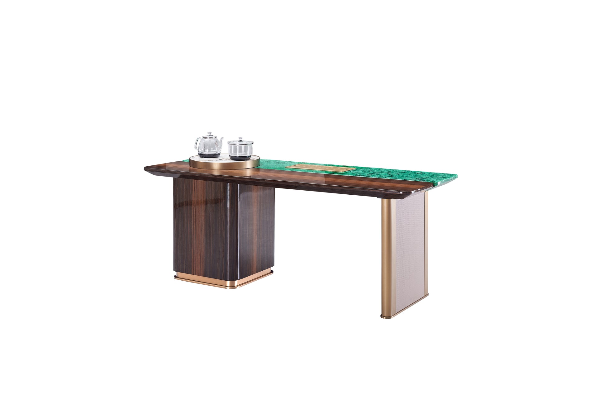 CK-03P – Luxury Tea Table with Green or Marble Top and Integrated Brewing Area