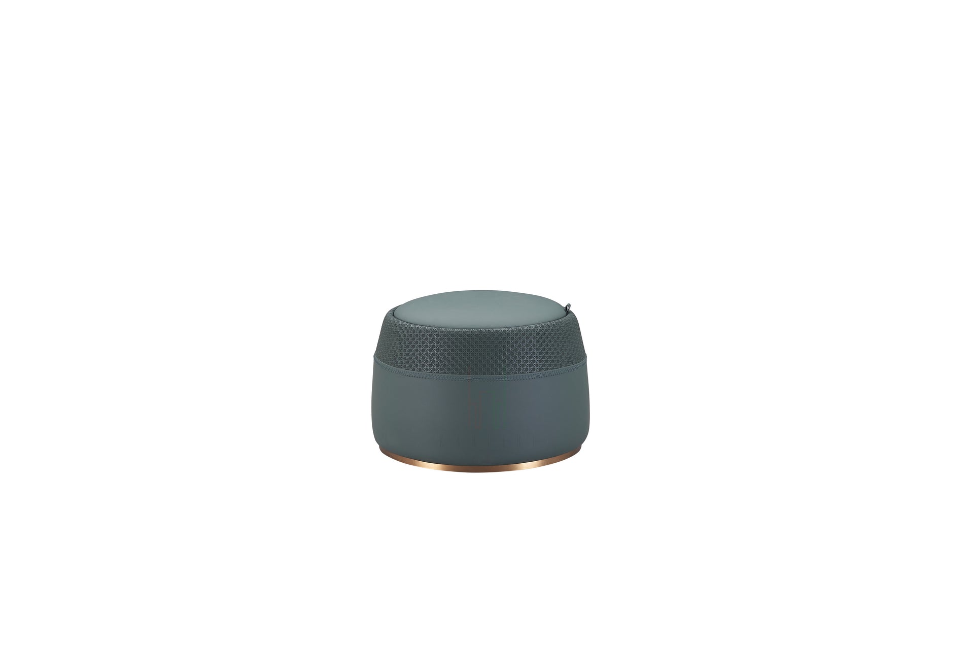 CK-D067 – Luxury Leather Pouf with Textured Band and Gold Base