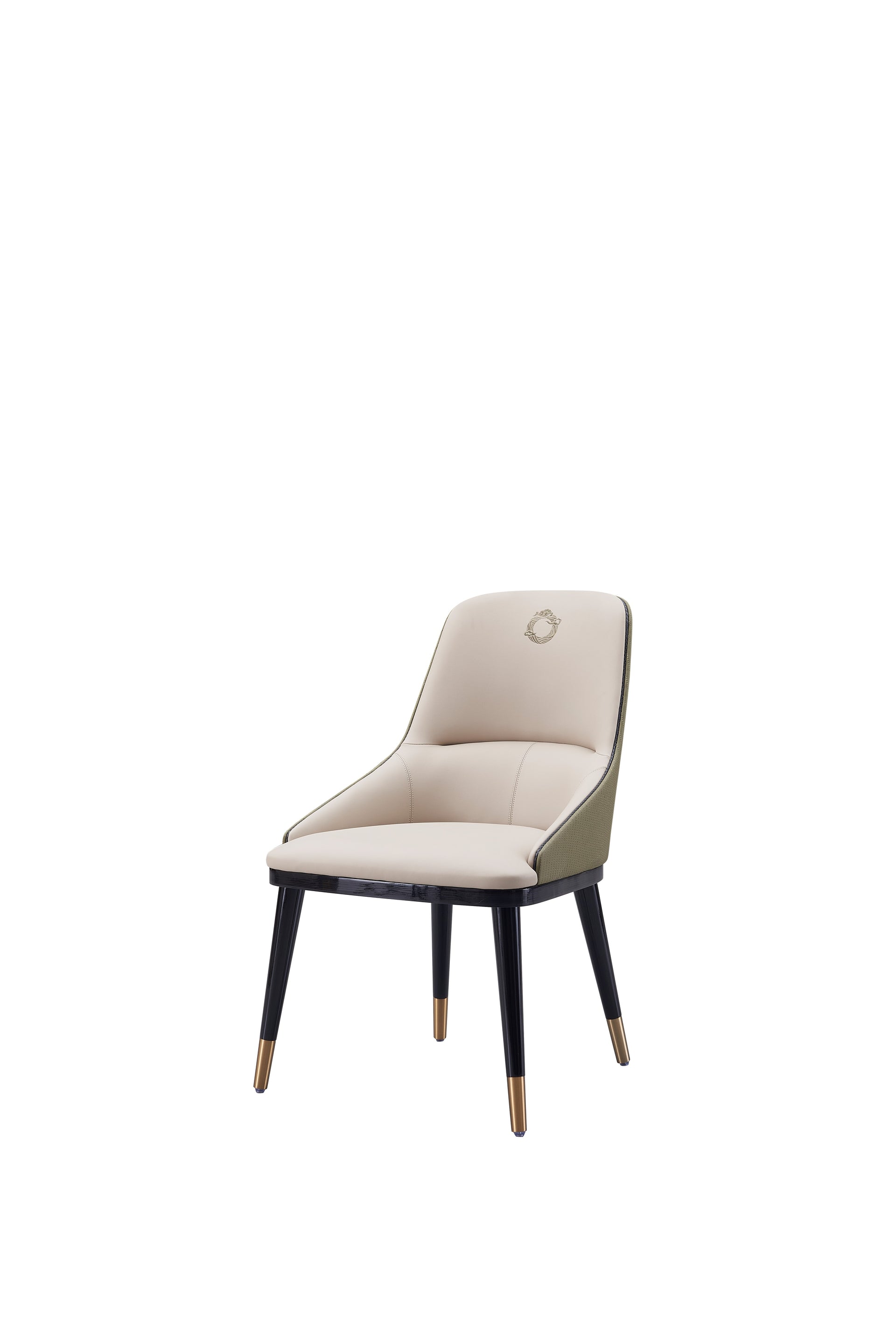 CK-ML20 – Upholstered Chair with Crest Detail and Brass Accents