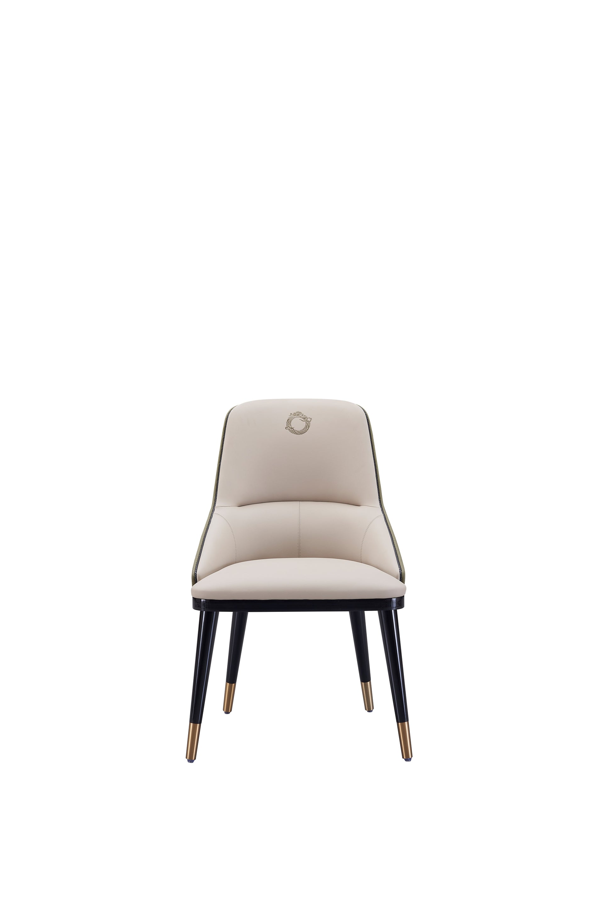 CK-ML20 – Upholstered Chair with Crest Detail and Brass Accents